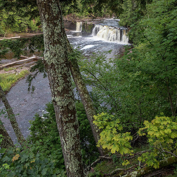 Presque Isle River Art Print featuring the photograph Manabezho Falls by Jim West