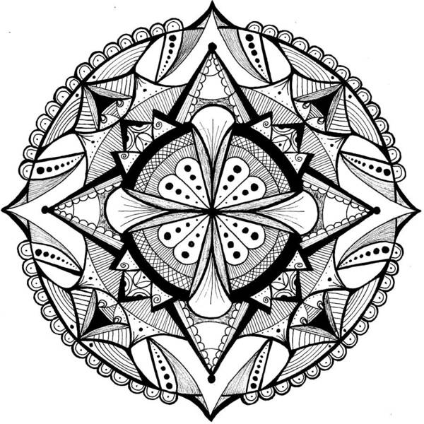 Mandala Art Print featuring the drawing Mandala #18 by Eseret Art