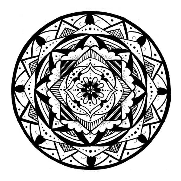 Mandala Art Print featuring the drawing Mandala #3 - Lacy Layers by Eseret Art