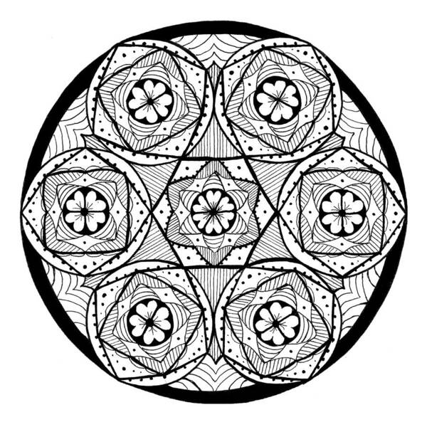 Mandala Art Print featuring the drawing Mandala #6 - Cinnamon Rolls by Eseret Art