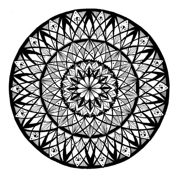 Mandala Art Print featuring the drawing Mandala #8 - Insomnia Circles by Eseret Art