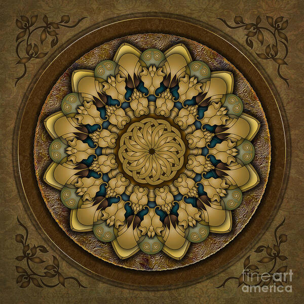 Mandala Art Print featuring the digital art Mandala Earth Shell by Peter Awax