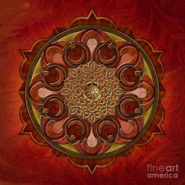 Mandala Art Print featuring the digital art Mandala Flames by Peter Awax