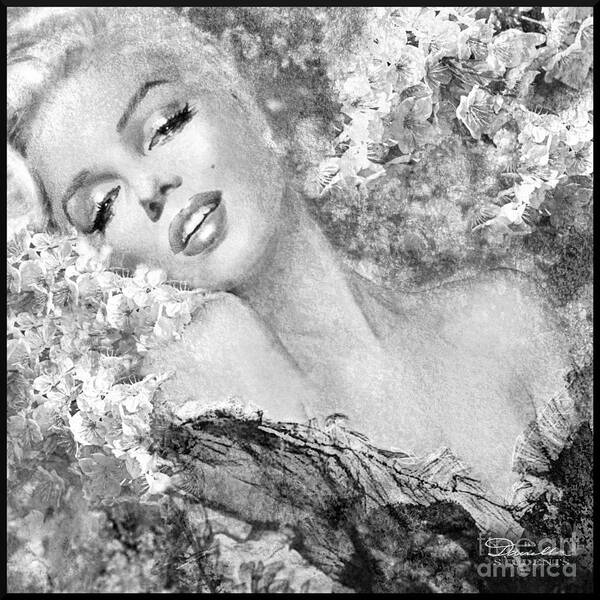 Theo Danella Art Print featuring the painting Marilyn Cherry Blossom bw by Theo Danella