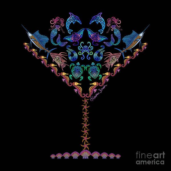 Marine Art Print featuring the digital art Marine Martini by Heather Schaefer