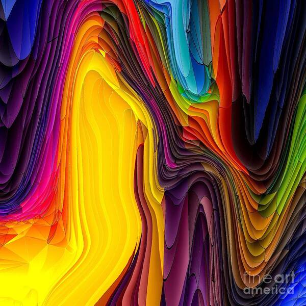Melting Rainbow Of Colors Abstract Art Print By Sheila Wenzel