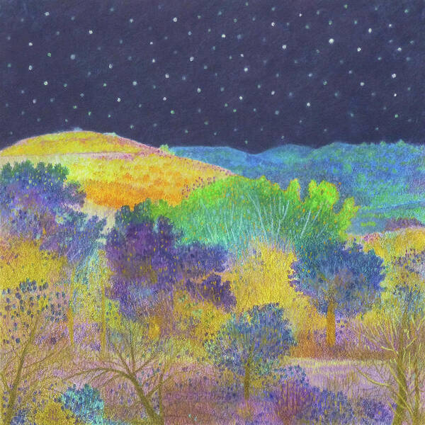North Dakota Art Print featuring the painting Midnight Trees Dream by Cris Fulton