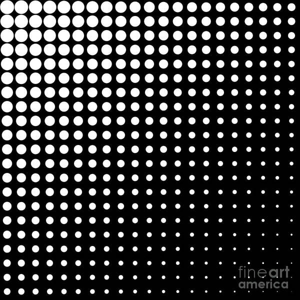 Modern Art Print featuring the digital art Modern techno shrinking polka dots black and white by Heidi De Leeuw