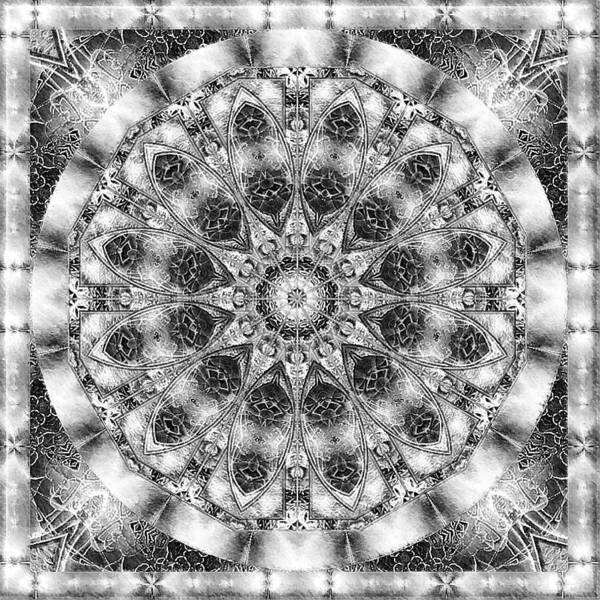 Kaleidoscope Art Print featuring the digital art Monochrome Kaleidoscope by Charmaine Zoe
