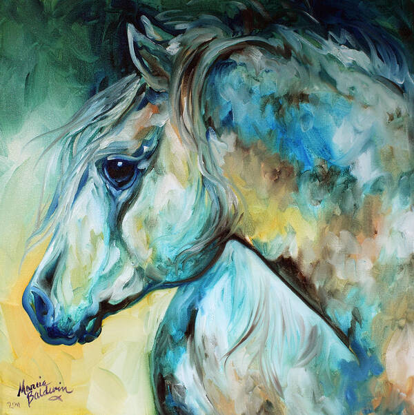 Horse Art Print featuring the painting Moonlight Aura Equine by Marcia Baldwin