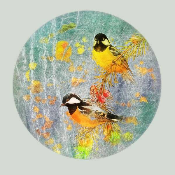  Art Print featuring the digital art Moonlight Birds #1 by Bill Johnson