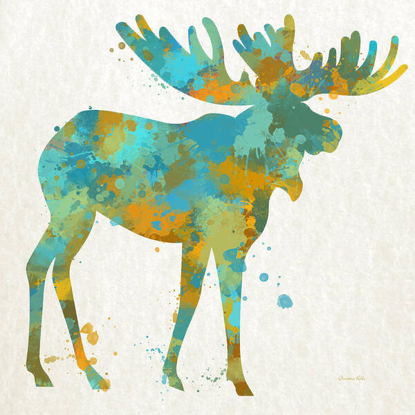 Moose Art Print featuring the mixed media Moose Watercolor Art by Christina Rollo