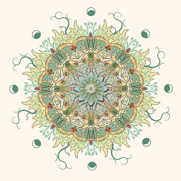 Abstract Art Print featuring the digital art Morris Artful Garden Mandala by Deborah Smith