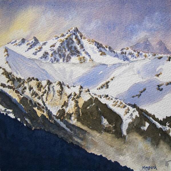 Mountains Art Print featuring the painting Mountain Study #3 by Mayank M M Reid