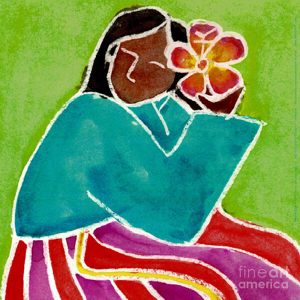 Native Girl Art Print featuring the painting Native Girl by Jessie Abrams Age Fifteen