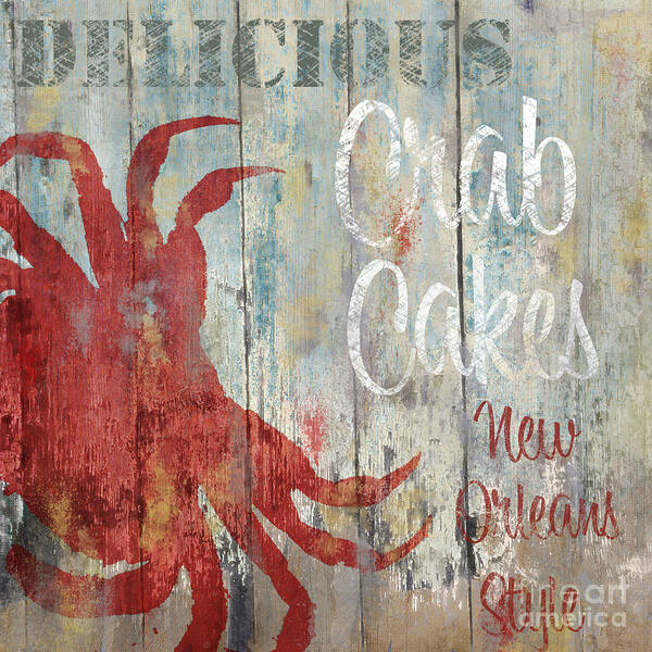 Lobster Art Print featuring the painting New Orleans Crab Cakes by Mindy Sommers