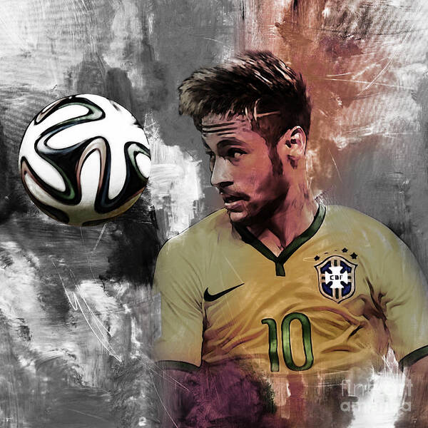 NEYMAR Jr Brazil 10 Football Legends ART Brazil Soccer Art Poster - No Frame