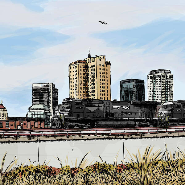 Birmingham Art Print featuring the drawing Square Format North of the Park by Greg Smith