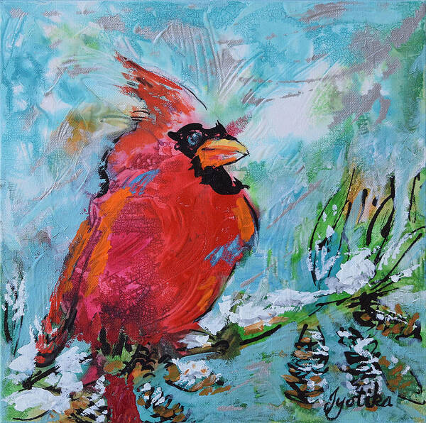 Cardinal Art Print featuring the painting Northern Cardinal by Jyotika Shroff