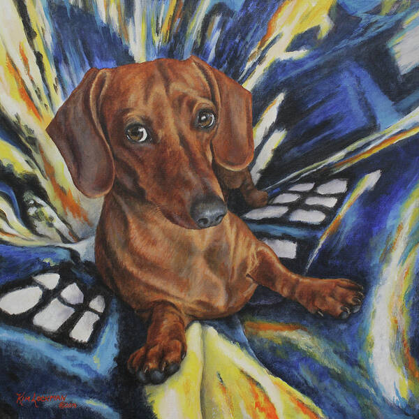 Dachshund Art Print featuring the painting Dachshund Time Lord by Kim Lockman