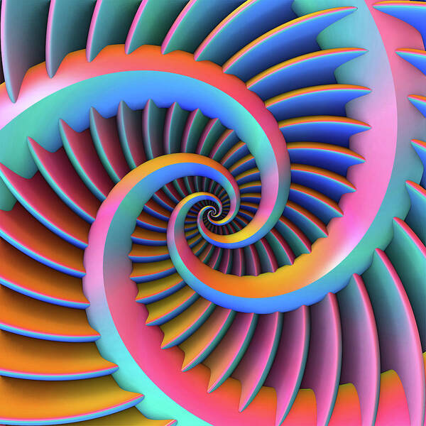 Spirals Art Print featuring the digital art Opposing Spirals by Lyle Hatch
