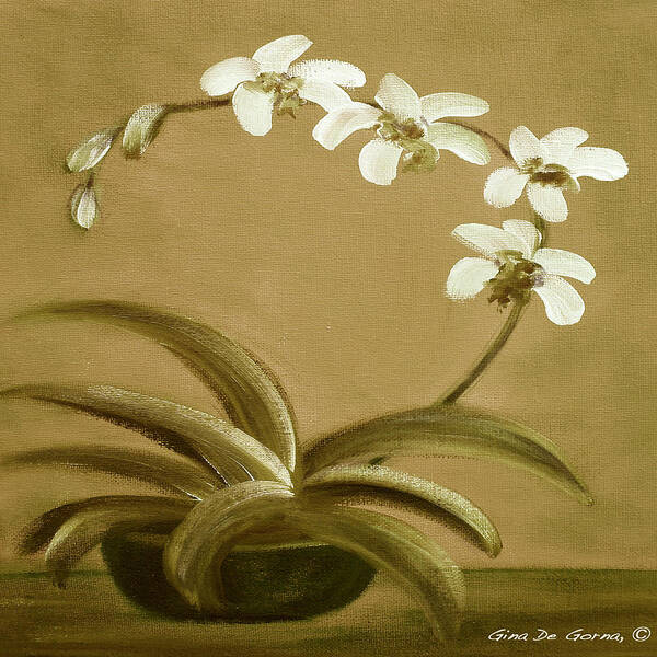 White Art Print featuring the painting Orchids 3 by Gina De Gorna