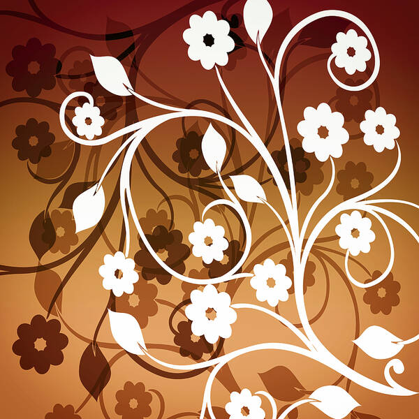 Flower Art Print featuring the digital art Ornamental 2 Warm by Angelina Tamez