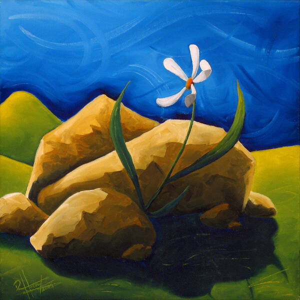 Landscape Art Print featuring the painting Out From Under A Rock by Richard Hoedl