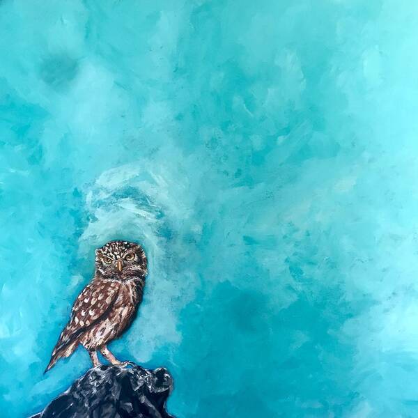 Owl Art Print featuring the painting Owl by Joel Tesch