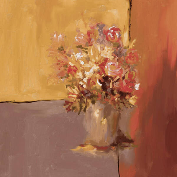Nature Art Print featuring the painting Painting 394 2 Flower Vase by Mawra Tahreem