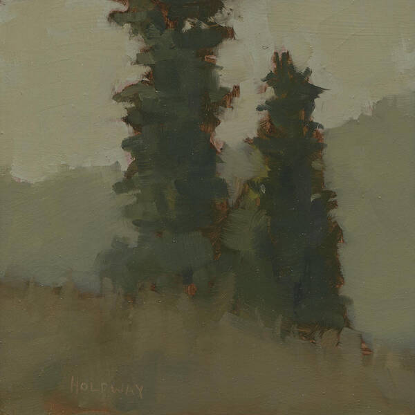 Trees Art Print featuring the painting Pair of Trees by John Holdway
