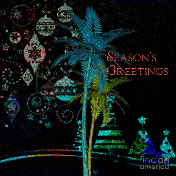 Artwork Art Print featuring the digital art Palm Trees Season's Greetings by Megan Dirsa-DuBois