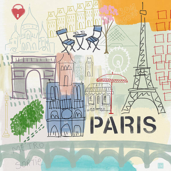 Paris Art Print featuring the painting Paris Cityscape- Art by Linda Woods by Linda Woods