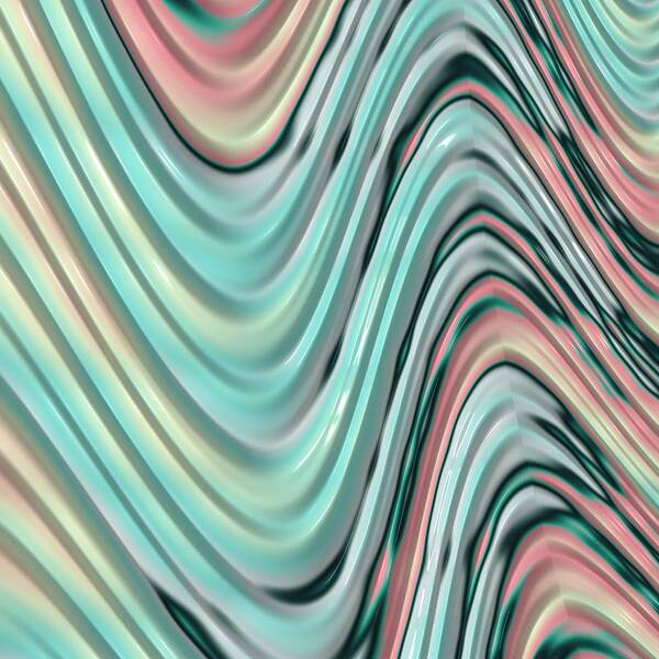 Fractal Art Art Print featuring the digital art Pastel Zigzag by Bonnie Bruno