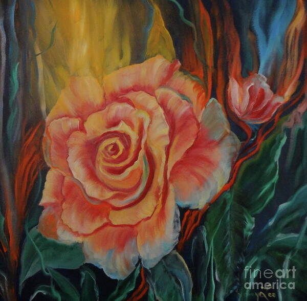 Peach Rose Art Print featuring the painting Peachy Rose by Jenny Lee