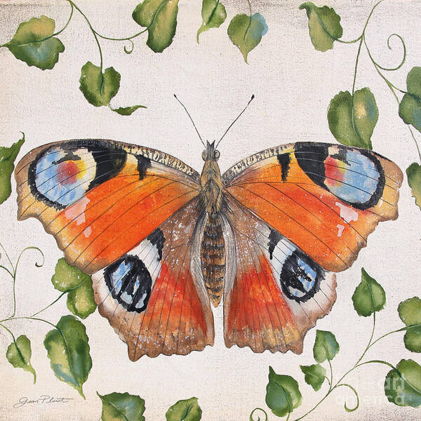 Butterfly Art Print featuring the painting Peacock Butterfly-JP3878 by Jean Plout