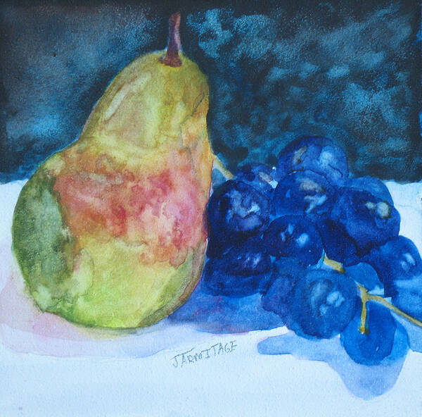 Pear Art Print featuring the painting Pearcial to Grapes by Jenny Armitage