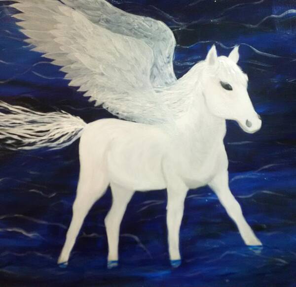 Pegasus Art Print featuring the painting Pegasus by Lynne McQueen