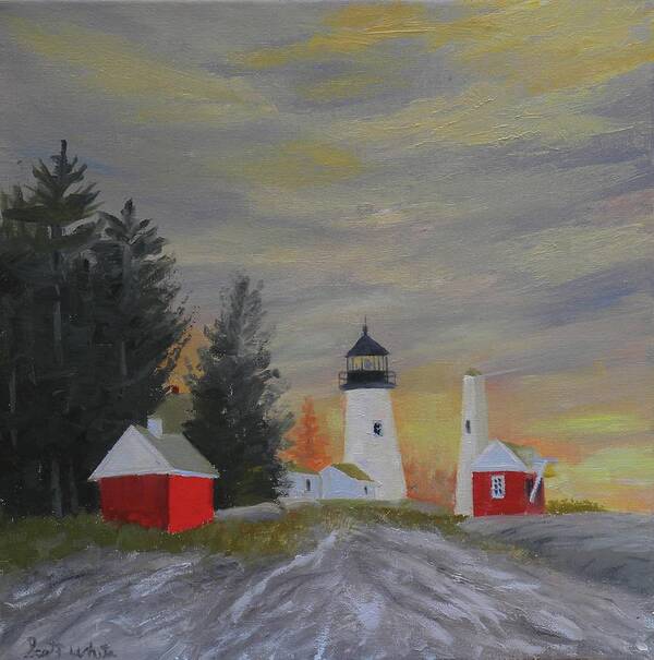 Lighthouse Pemaquid Maine Landscape Sunrise Art Print featuring the painting Pemaquid Light South View by Scott W White