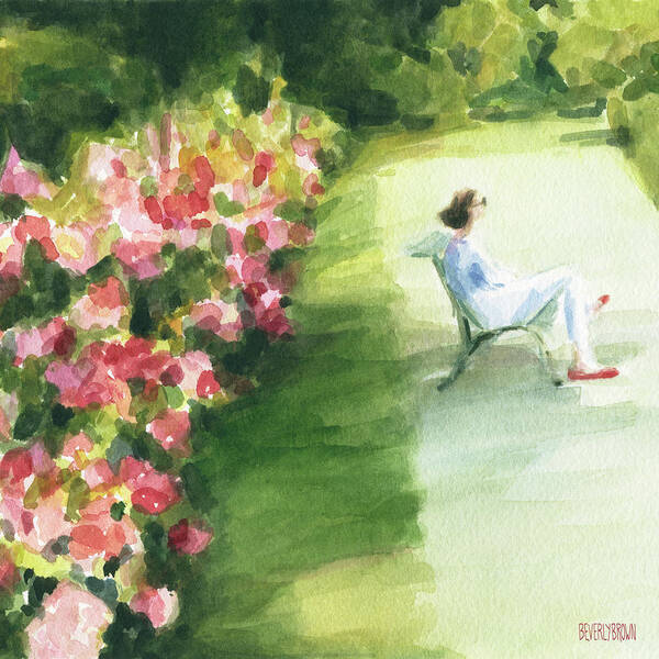 Parc De Bagatelle Art Print featuring the painting Peonies and Red Shoes Parc de Bagatelle by Beverly Brown Prints