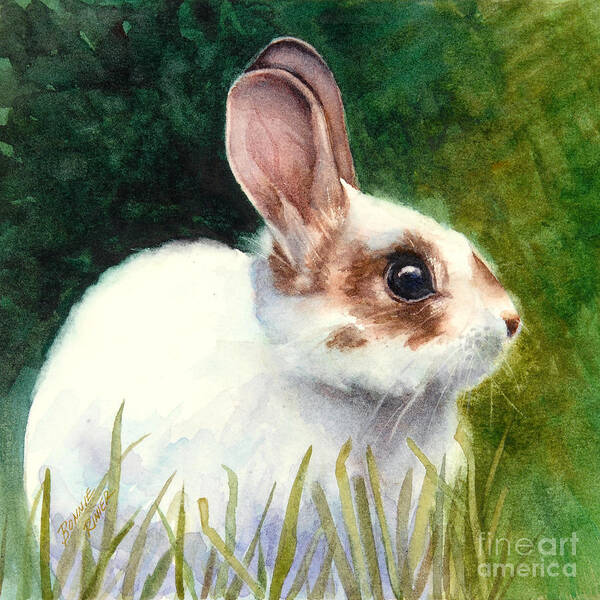 Rabbit Art Print featuring the painting Peter by Bonnie Rinier