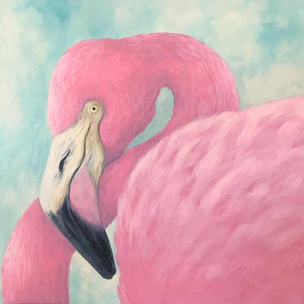 Pink Flamingo Art Print featuring the painting Pink Flamingo V by Torrie Smiley