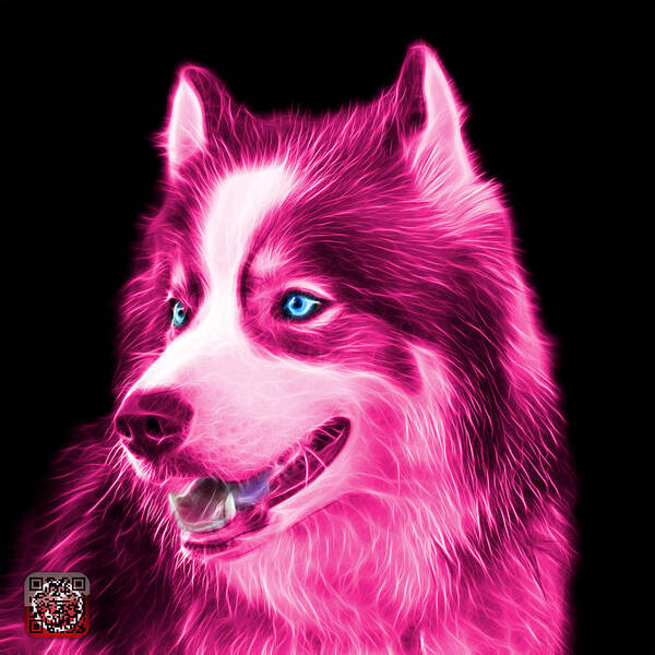 Siberian Husky Art Print featuring the painting Pink Modern Siberian Husky Dog Art - 6024 - BB by James Ahn