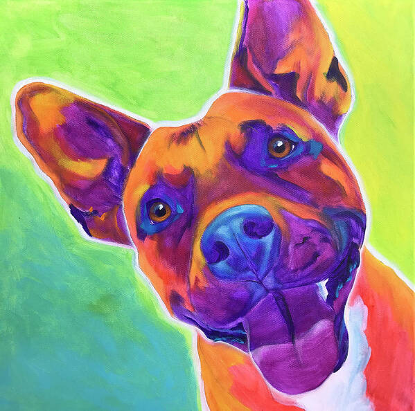 Pet Portrait Art Print featuring the painting Pit Bull - Billy by Dawg Painter