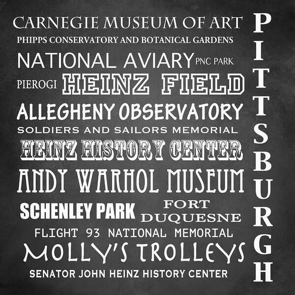 Pittsburgh Art Print featuring the digital art Pittsburgh Famous Landmarks by Patricia Lintner