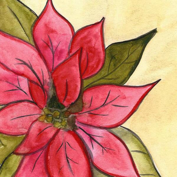 Christmas Art Print featuring the painting Poinsettia by Monica Martin