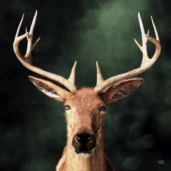 Deer Art Print featuring the digital art Portrait of a Buck by Daniel Eskridge