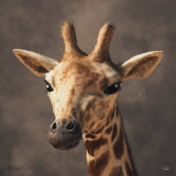 Giraffe Head Art Print featuring the digital art Portrait of a Giraffe by Daniel Eskridge