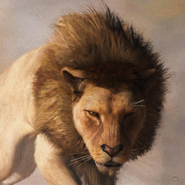 Lion Head Art Print featuring the digital art Portrait of a Lion by Daniel Eskridge
