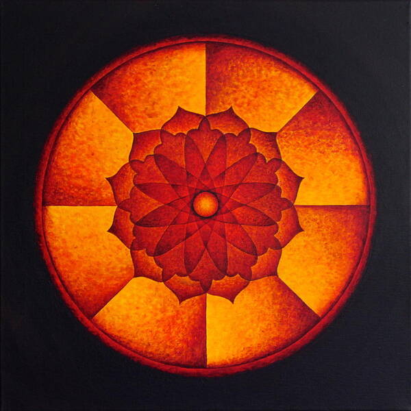 Mandala Art Print featuring the painting Power wheel by Erik Grind